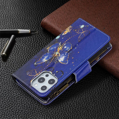 BF03 Stylish Pattern Printing 360° Protection Leather Stand Phone Cover with Wrist Strap and Zippered Wallet for iPhone 13 Pro Max 6.7 inch
