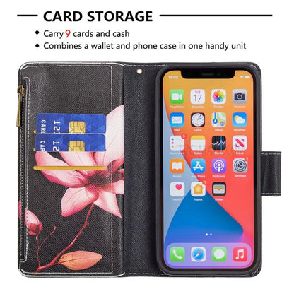 BF03 Stylish Pattern Printing 360° Protection Leather Stand Phone Cover with Wrist Strap and Zippered Wallet for iPhone 13 Pro Max 6.7 inch