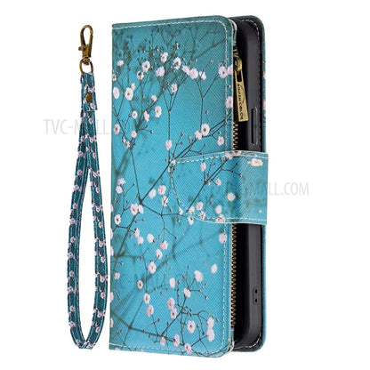 BF03 Stylish Pattern Printing 360° Protection Leather Stand Phone Cover with Wrist Strap and Zippered Wallet for iPhone 13 Pro Max 6.7 inch