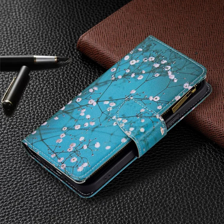 BF03 Stylish Pattern Printing 360° Protection Leather Stand Phone Cover with Wrist Strap and Zippered Wallet for iPhone 13 Pro Max 6.7 inch