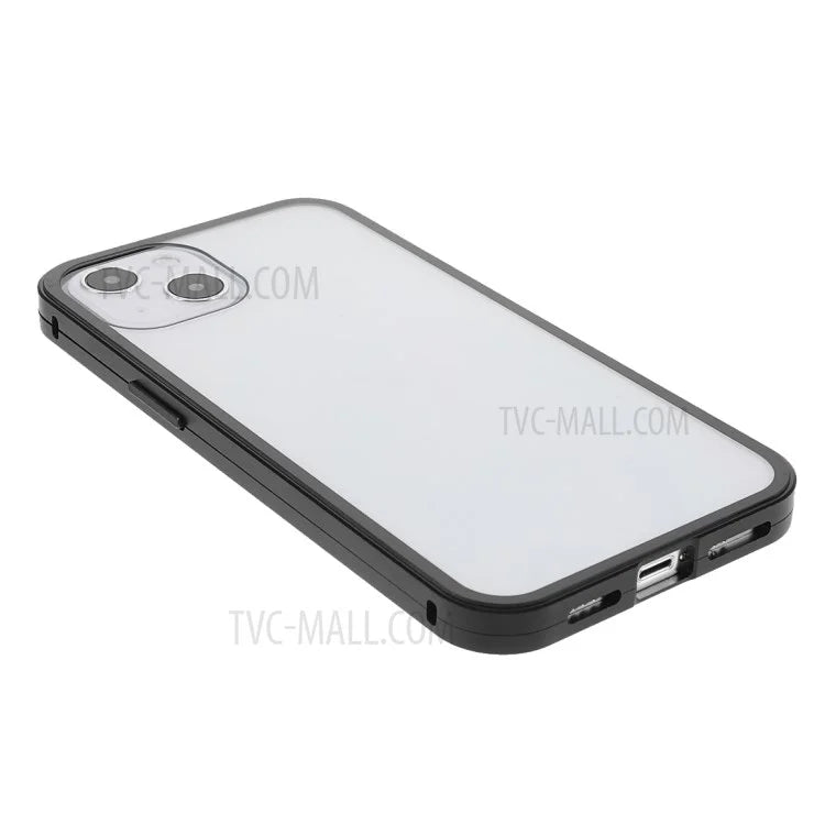 Anti-Drop Clear Light Full Coverage Metal Frame + Double-Sided Tempered Glass Magnetic Absorption Phone Case for iPhone 13 mini 5.4 inch