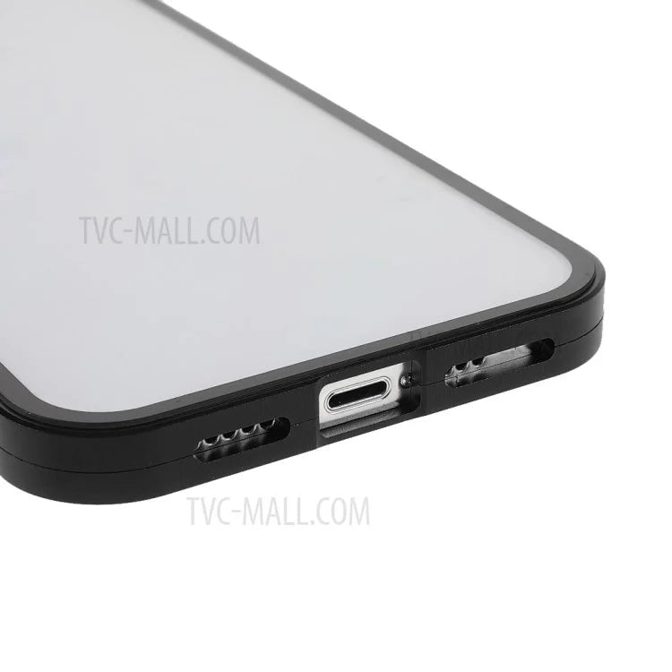 Anti-Drop Clear Light Full Coverage Metal Frame + Double-Sided Tempered Glass Magnetic Absorption Phone Case for iPhone 13 mini 5.4 inch