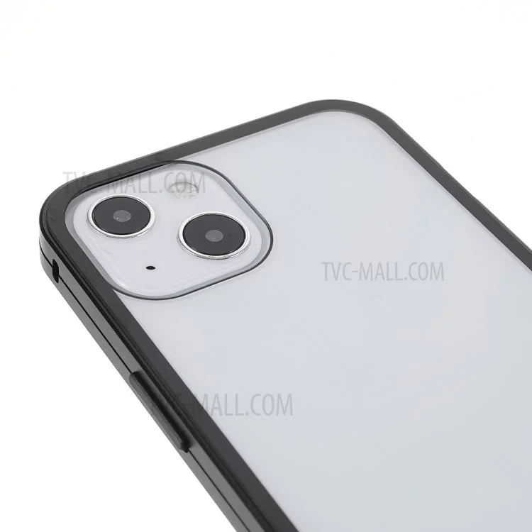 Anti-Drop Clear Light Full Coverage Metal Frame + Double-Sided Tempered Glass Magnetic Absorption Phone Case for iPhone 13 mini 5.4 inch