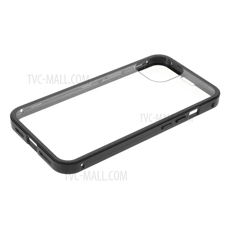 Anti-Drop Clear Light Full Coverage Metal Frame + Double-Sided Tempered Glass Magnetic Absorption Phone Case for iPhone 13 mini 5.4 inch
