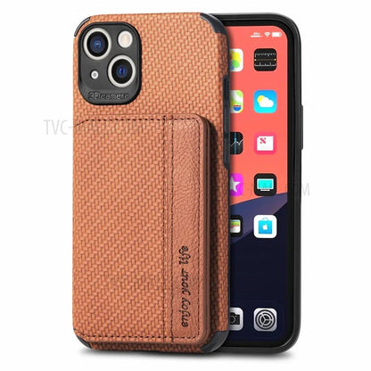 Scratch Resistant Carbon Fiber Texture Wallet Phone Case Design Built-in Magnet Leather Coated TPU Phone Cover with Kickstand for iPhone 13 mini 5.4 inch