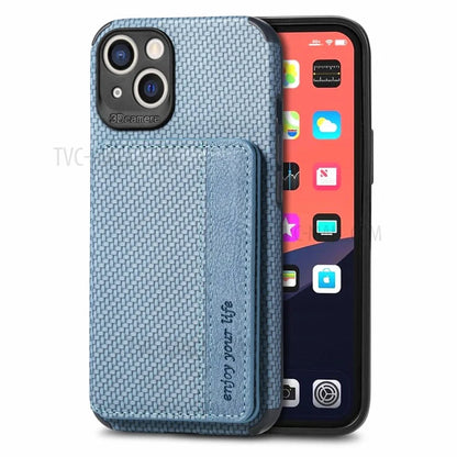Scratch Resistant Carbon Fiber Texture Wallet Phone Case Design Built-in Magnet Leather Coated TPU Phone Cover with Kickstand for iPhone 13 mini 5.4 inch