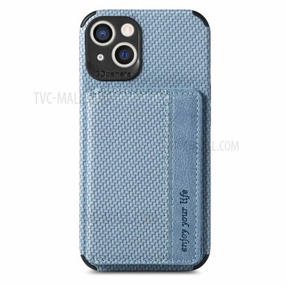 Scratch Resistant Carbon Fiber Texture Wallet Phone Case Design Built-in Magnet Leather Coated TPU Phone Cover with Kickstand for iPhone 13 mini 5.4 inch