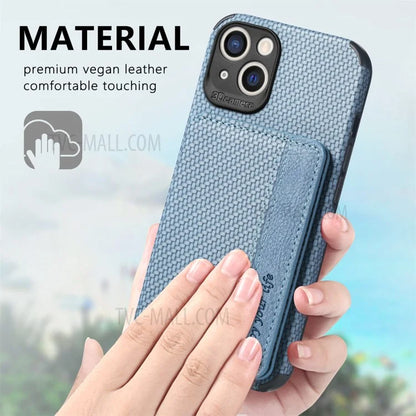 Scratch Resistant Carbon Fiber Texture Wallet Phone Case Design Built-in Magnet Leather Coated TPU Phone Cover with Kickstand for iPhone 13 mini 5.4 inch