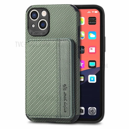 Scratch Resistant Carbon Fiber Texture Wallet Phone Case Design Built-in Magnet Leather Coated TPU Phone Cover with Kickstand for iPhone 13 mini 5.4 inch