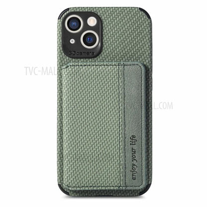 Scratch Resistant Carbon Fiber Texture Wallet Phone Case Design Built-in Magnet Leather Coated TPU Phone Cover with Kickstand for iPhone 13 mini 5.4 inch