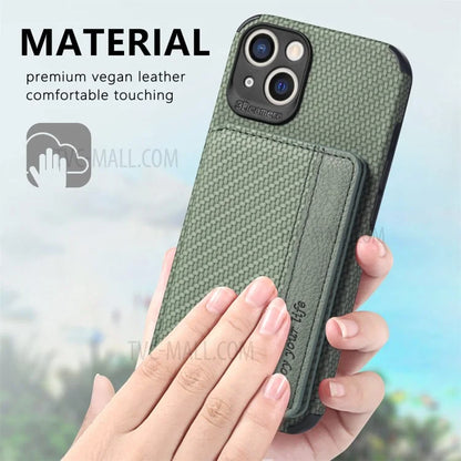 Scratch Resistant Carbon Fiber Texture Wallet Phone Case Design Built-in Magnet Leather Coated TPU Phone Cover with Kickstand for iPhone 13 mini 5.4 inch