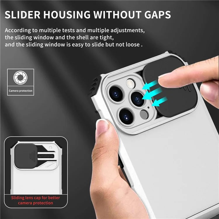 Adjustable Vertical Kickstand Phone Case for iPhone 12 Pro 6.1 inch, TPU + PC Camera Slide Cover Protective Shell