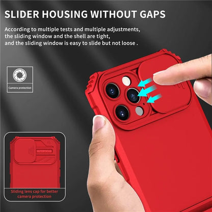 Adjustable Vertical Kickstand Phone Case for iPhone 12 Pro 6.1 inch, TPU + PC Camera Slide Cover Protective Shell