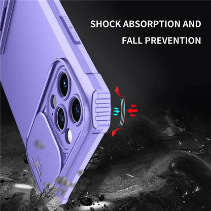 Adjustable Vertical Kickstand Phone Case for iPhone 12 Pro 6.1 inch, TPU + PC Camera Slide Cover Protective Shell