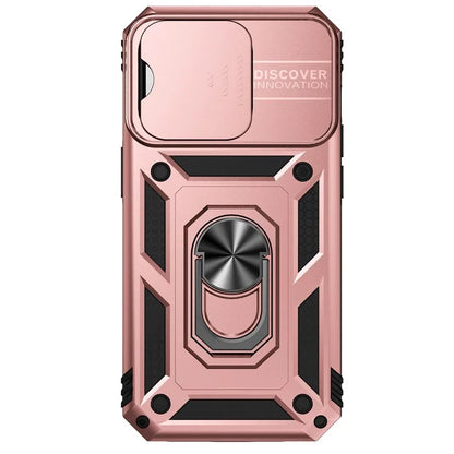 For iPhone 14 Pro Max Case Anti-drop PC+TPU Kickstand Phone Cover with Slide Camera Lid