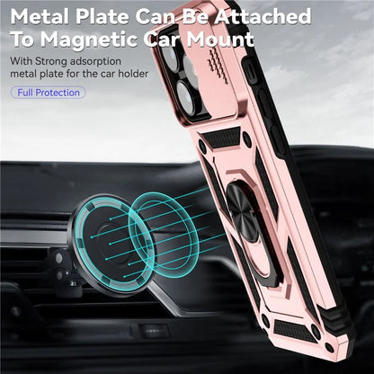 For iPhone 14 Pro Max Case Anti-drop PC+TPU Kickstand Phone Cover with Slide Camera Lid