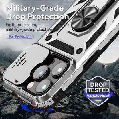 For iPhone 14 Pro Max Case Anti-drop PC+TPU Kickstand Phone Cover with Slide Camera Lid