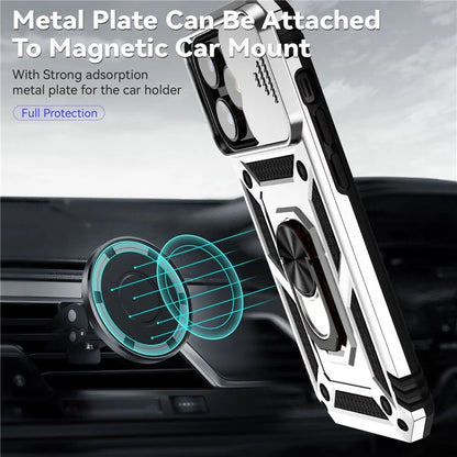 For iPhone 14 Pro Max Case Anti-drop PC+TPU Kickstand Phone Cover with Slide Camera Lid