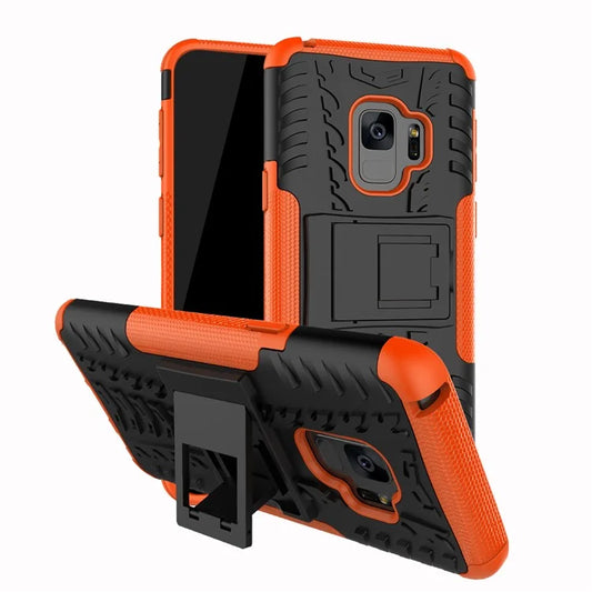 Anti-slip PC + TPU Hybrid Cell Phone Case with Kickstand for Samsung Galaxy S9 G960