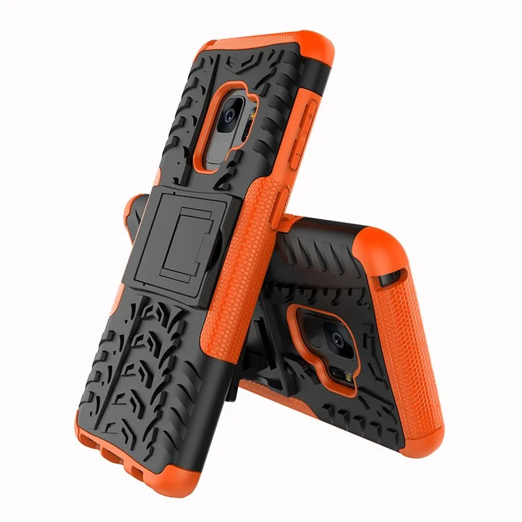 Anti-slip PC + TPU Hybrid Cell Phone Case with Kickstand for Samsung Galaxy S9 G960