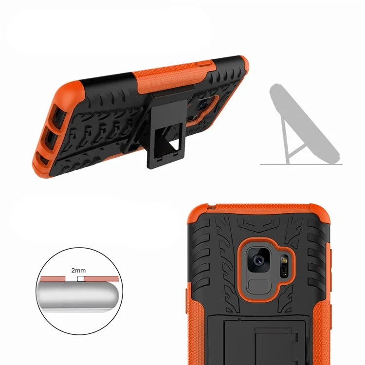 Anti-slip PC + TPU Hybrid Cell Phone Case with Kickstand for Samsung Galaxy S9 G960
