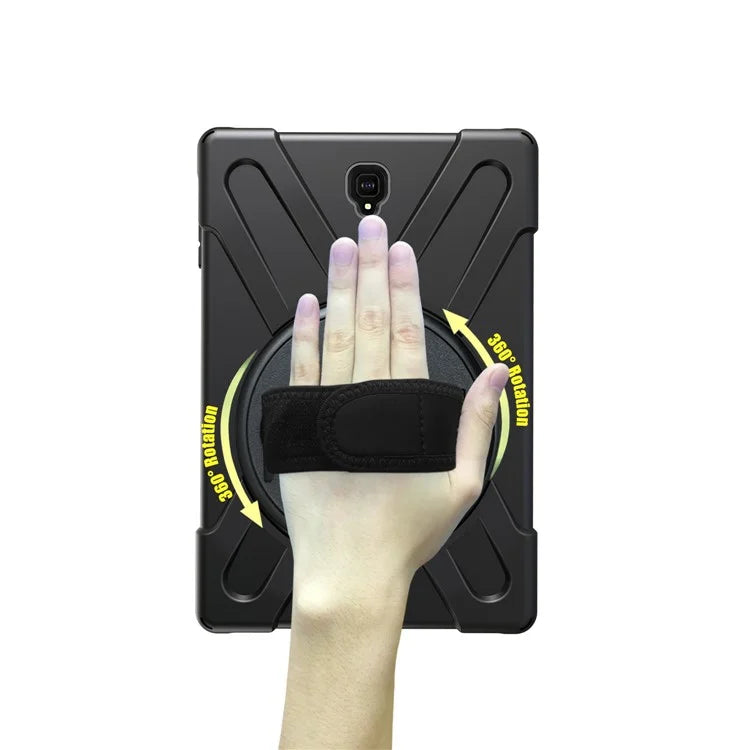 360 Degree Swivel Kickstand PC + Silicone Combo Case with Hand Strap for Samsung Galaxy Tab S4 10.5 T830 T835