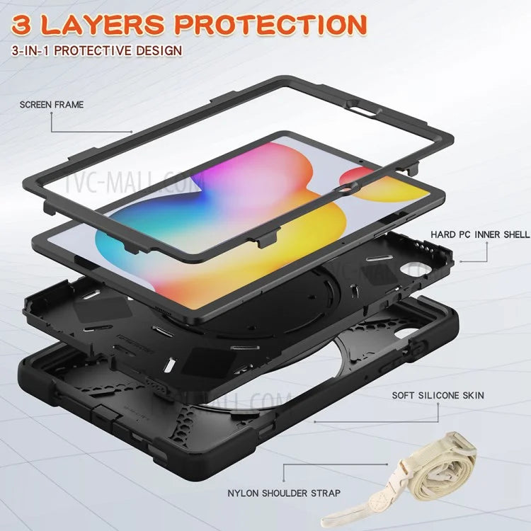 For Samsung Galaxy Tab S6 Lite (2020) P610, P615 / S6 Lite (2022) / (2024) P620 Case Kickstand Tablet Cover with Shoulder Strap