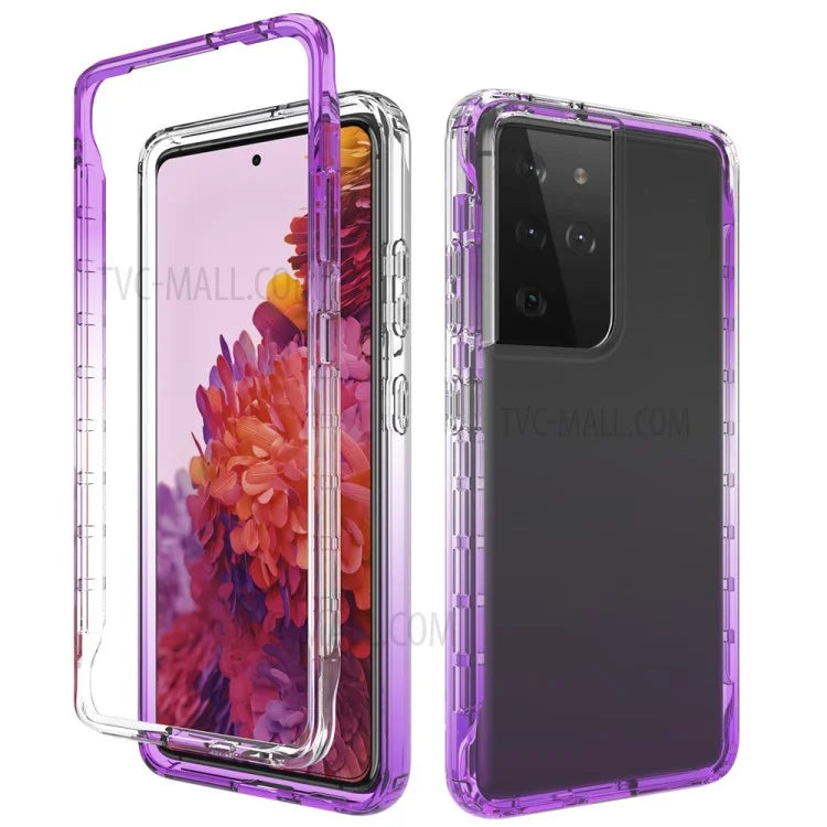 Detachable 2-in-1 Scratch-proof Transparent Gradient Color Clear TPU + PC Shell for Samsung Galaxy S21 Ultra 5G