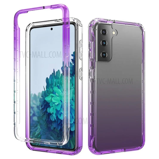 Detachable 2-in-1 Transparent Gradient Color Clear TPU + PC Shell for Samsung Galaxy S21 5G/4G
