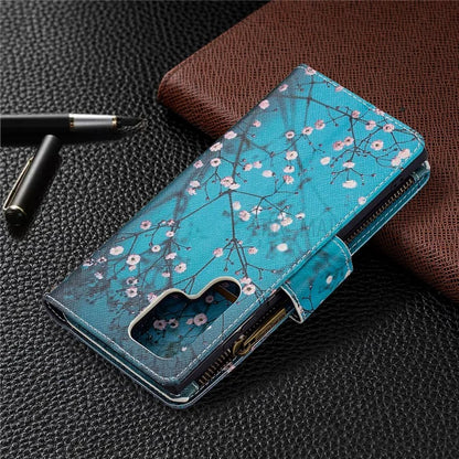 BF03 Pattern Printing PU Leather Magnetic Zipper Pocket Case Stand Flip Wallet Phone Cover with Strap for Samsung Galaxy S22 Ultra 5G