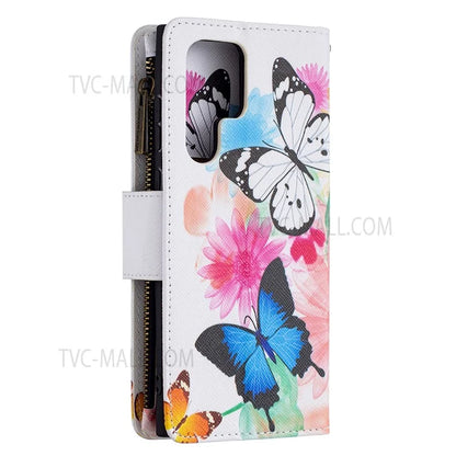 BF03 Pattern Printing PU Leather Magnetic Zipper Pocket Case Stand Flip Wallet Phone Cover with Strap for Samsung Galaxy S22 Ultra 5G