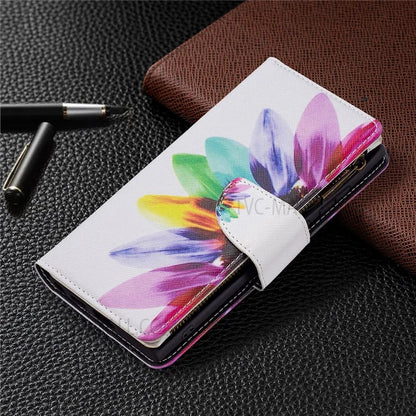 BF03 Pattern Printing PU Leather Magnetic Zipper Pocket Case Stand Flip Wallet Phone Cover with Strap for Samsung Galaxy S22 Ultra 5G