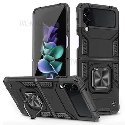 Rotation Ring Holder Kickstand Soft Flexible TPU + Hard PC Cover Anti-Slip Protective Phone Case for Samsung Galaxy Z Flip3 5G