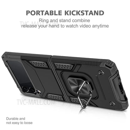 Rotation Ring Holder Kickstand Soft Flexible TPU + Hard PC Cover Anti-Slip Protective Phone Case for Samsung Galaxy Z Flip3 5G