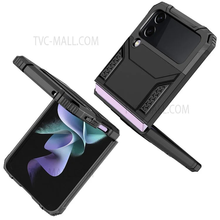 Rotation Ring Holder Kickstand Soft Flexible TPU + Hard PC Cover Anti-Slip Protective Phone Case for Samsung Galaxy Z Flip3 5G