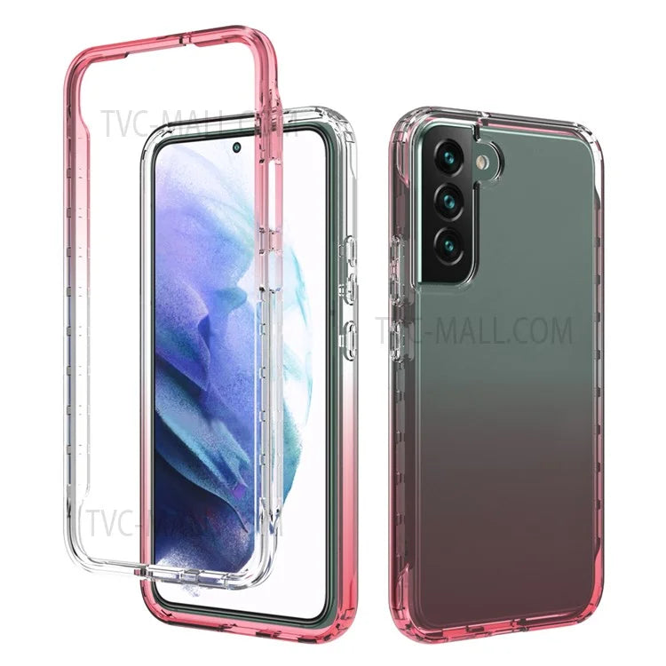 For Samsung Galaxy S22+ 5G TPU + PC Anti-drop Mobile Phone Case Detachable 2-in-1 Design Clear Gradient Color Phone Shell