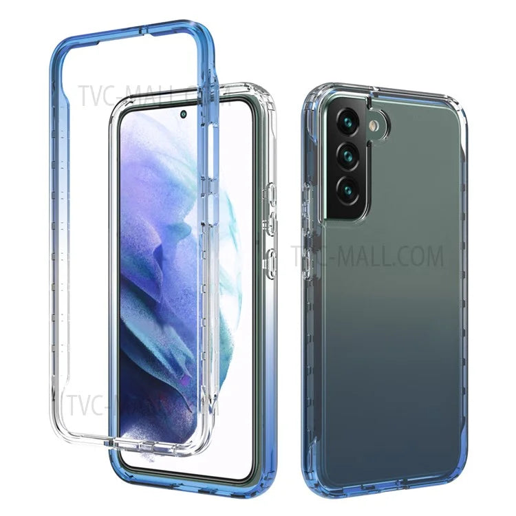 For Samsung Galaxy S22+ 5G TPU + PC Anti-drop Mobile Phone Case Detachable 2-in-1 Design Clear Gradient Color Phone Shell