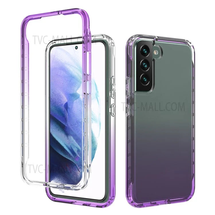 For Samsung Galaxy S22+ 5G TPU + PC Anti-drop Mobile Phone Case Detachable 2-in-1 Design Clear Gradient Color Phone Shell