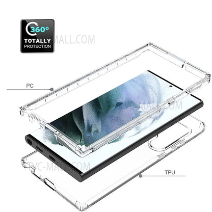 For Samsung Galaxy S22 Ultra 5G TPU + PC Anti-scratch Cell Phone Case Detachable 2-in-1 Design Clear Gradient Color Cover