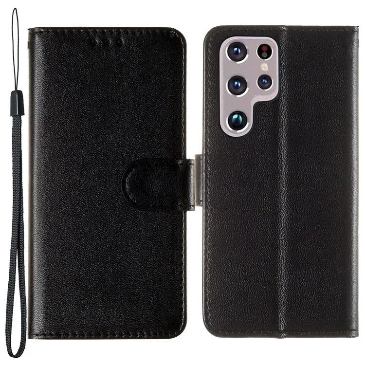 Solid Color Shockproof Magnetic Closure Flip Leather Protective Wallet Shell Stand Case for Samsung Galaxy S22 Ultra 5G