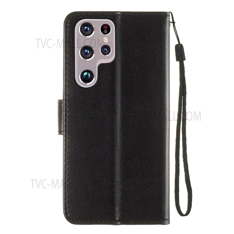 Solid Color Shockproof Magnetic Closure Flip Leather Protective Wallet Shell Stand Case for Samsung Galaxy S22 Ultra 5G