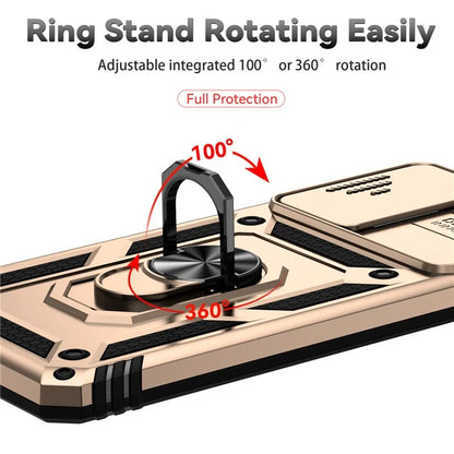 For Samsung Galaxy A33 5G Case Slide Camera Lid PC + TPU Phone Cover with Ring Kickstand