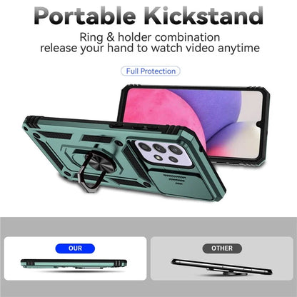 For Samsung Galaxy A33 5G Case Slide Camera Lid PC + TPU Phone Cover with Ring Kickstand
