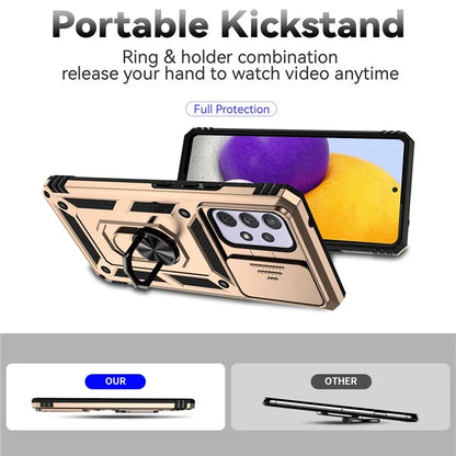 For Samsung Galaxy A53 5G Case Slide Camera Protection Ring Kickstand PC+TPU Phone Cover