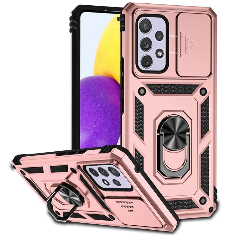 For Samsung Galaxy A53 5G Case Slide Camera Protection Ring Kickstand PC+TPU Phone Cover