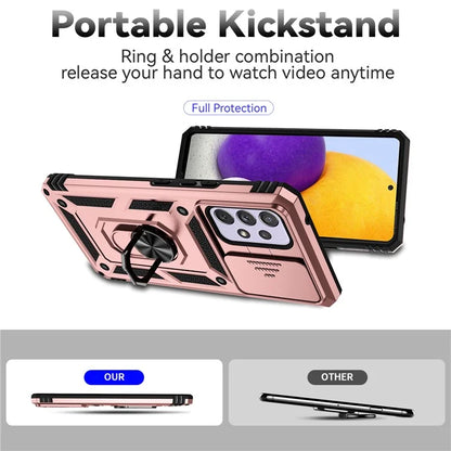 For Samsung Galaxy A53 5G Case Slide Camera Protection Ring Kickstand PC+TPU Phone Cover