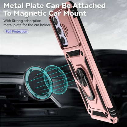 For Samsung Galaxy A53 5G Case Slide Camera Protection Ring Kickstand PC+TPU Phone Cover