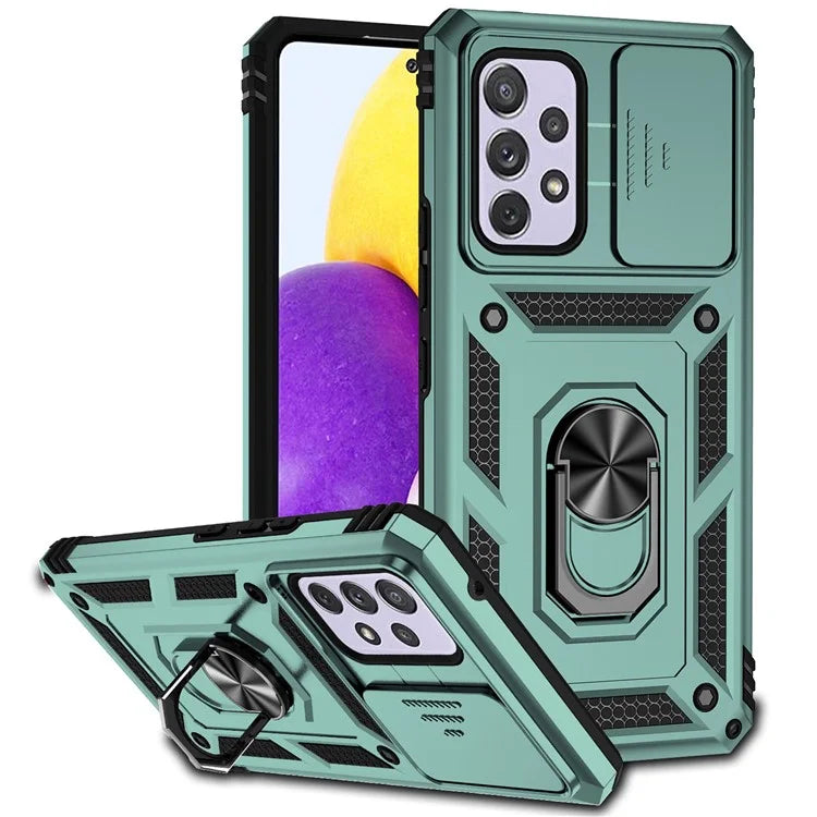For Samsung Galaxy A53 5G Case Slide Camera Protection Ring Kickstand PC+TPU Phone Cover