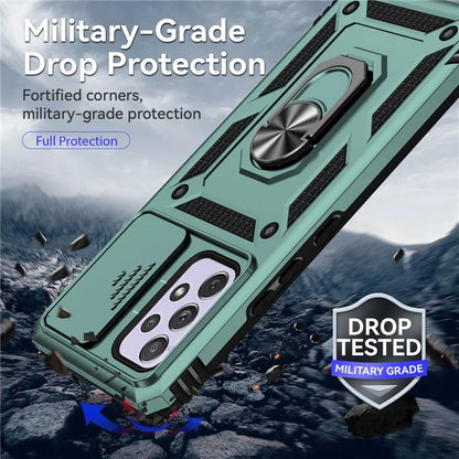 For Samsung Galaxy A53 5G Case Slide Camera Protection Ring Kickstand PC+TPU Phone Cover