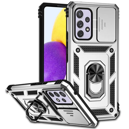 For Samsung Galaxy A53 5G Case Slide Camera Protection Ring Kickstand PC+TPU Phone Cover
